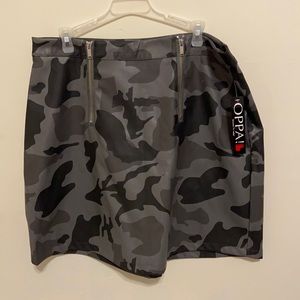 Army print leather skirt